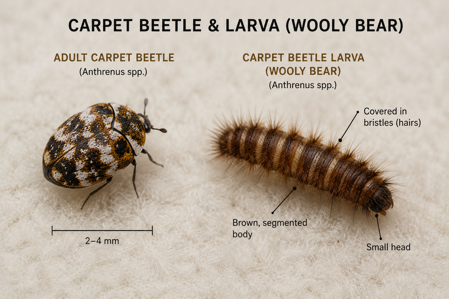 Carpet beetle and wooly bear larva — heat treatment in Reading RG1